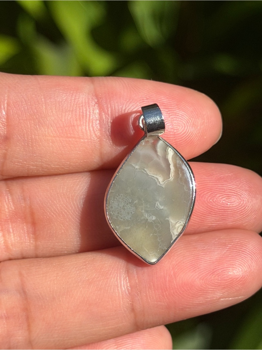 925 Silver Plated Small Dainty Ocean Jasper Pendant 2585 - Picture 4 of 4